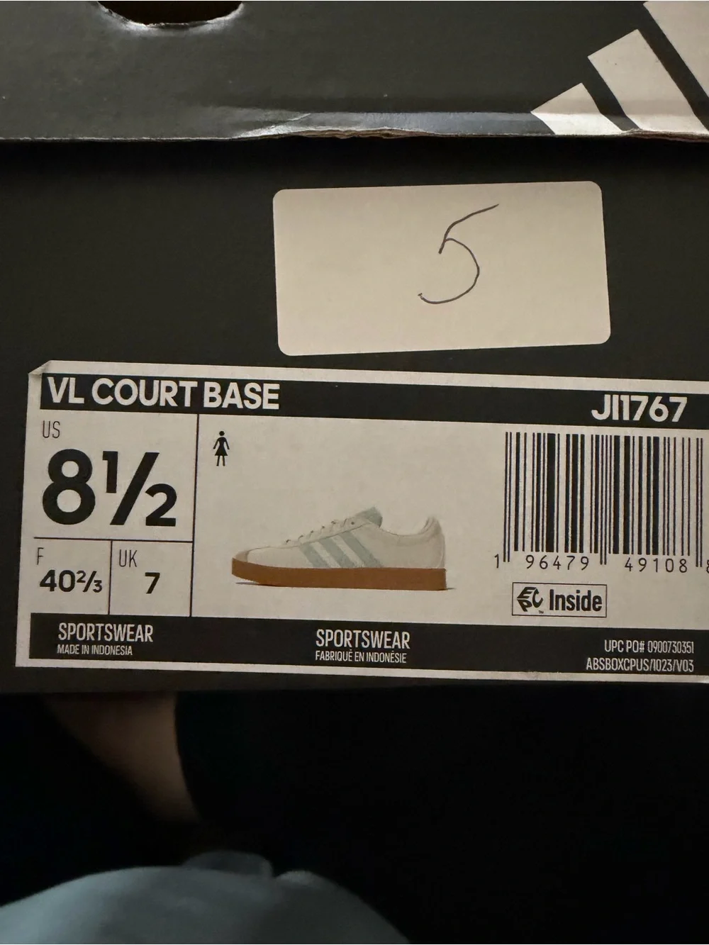 Adidas VL Court Base Women’s Sneakers - Cream, Light Blue & Gum - Picture 10 of 10